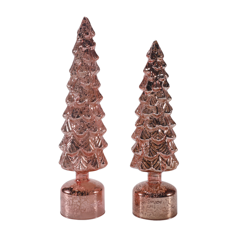 10 x 25 en 10 x 28 cm LED-licht op roterende kerstglasboomset Feestelijke ornamenten