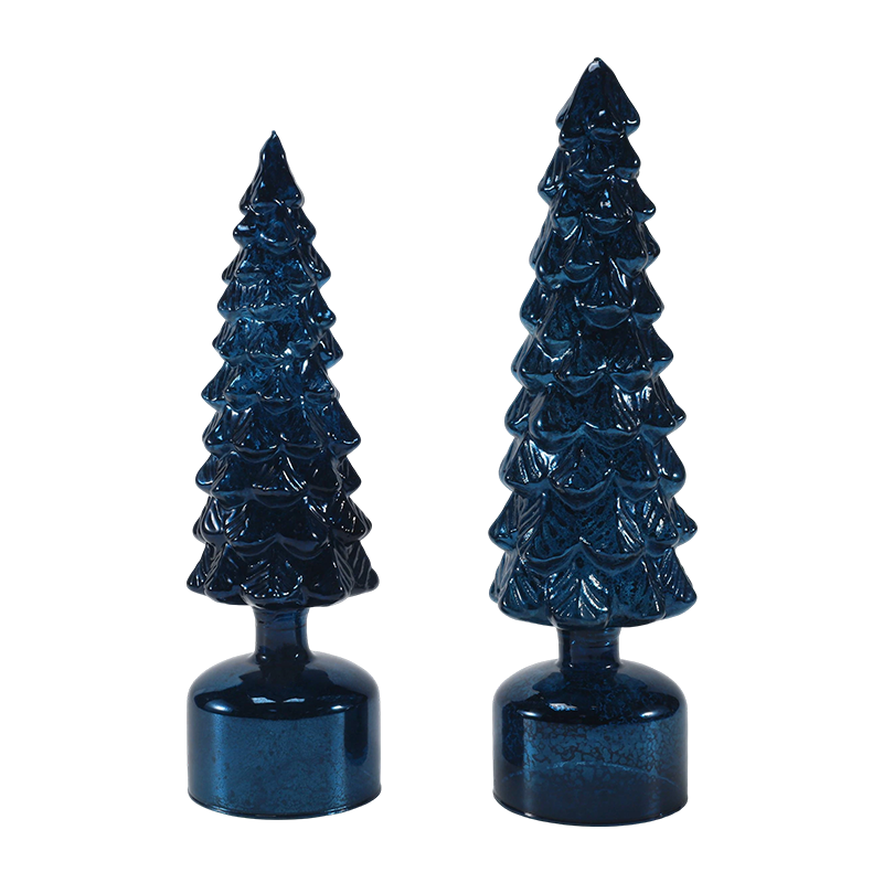 10 x 25 en 10 x 28 cm LED-licht op roterende kerstglasboomset Feestelijke ornamenten