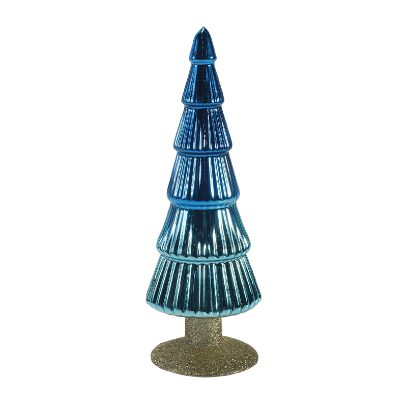 8×20 & 8×25cm Gestreepte Glazen Kerstboom 2-delige set Tafelblad Vakantiedecoratie