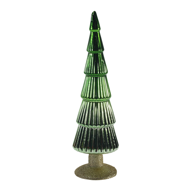 8×20 & 8×25cm Gestreepte Glazen Kerstboom 2-delige set Tafelblad Vakantiedecoratie