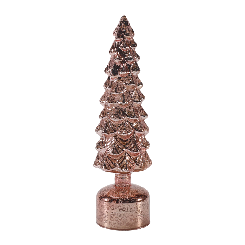 10 x 25 en 10 x 28 cm LED-licht op roterende kerstglasboomset Feestelijke ornamenten