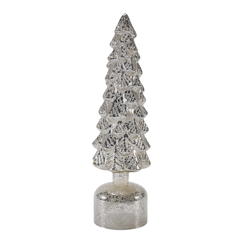 10 x 25 en 10 x 28 cm LED-licht op roterende kerstglasboomset Feestelijke ornamenten