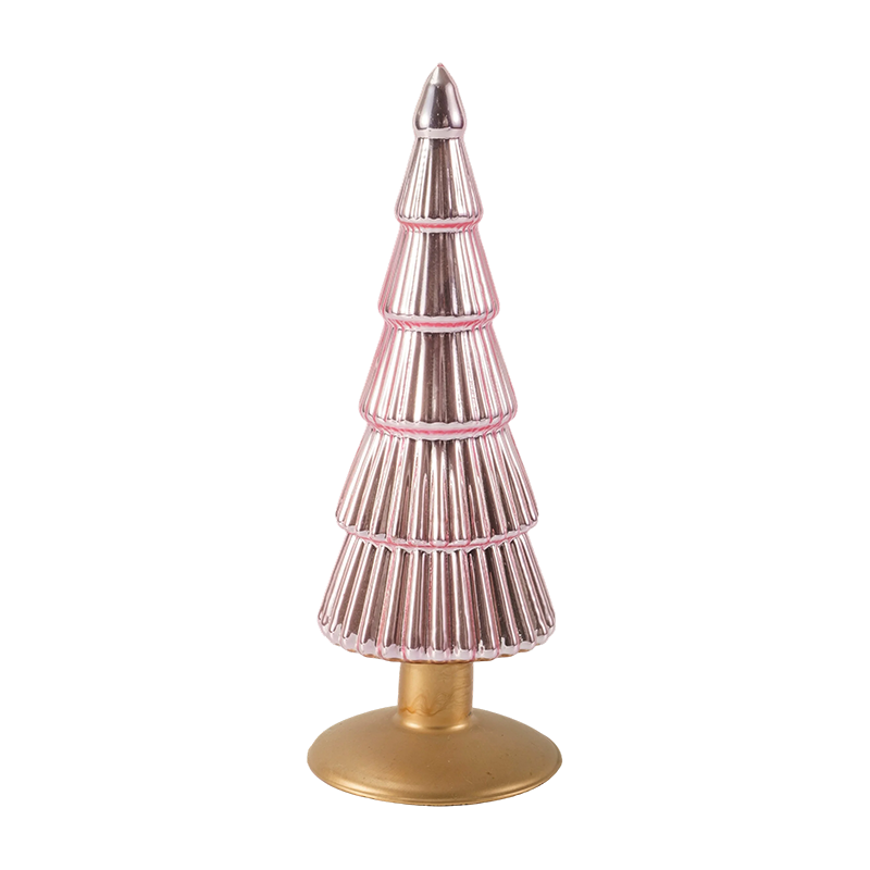 8×20 & 8×25cm Gestreepte Glazen Kerstboom 2-delige set Tafelblad Vakantiedecoratie