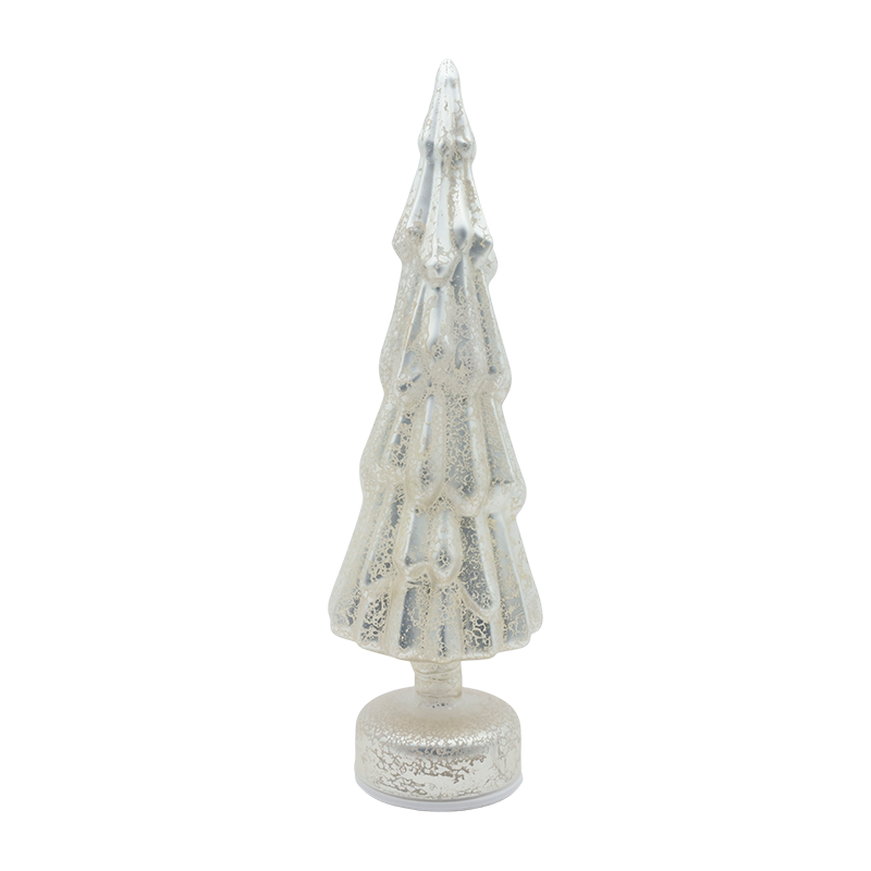 10 x 35 cm roterende kerstboom van helder glas met warme LED-gloed