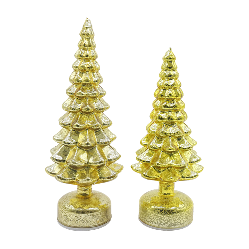 12×23 & 13×28cm Roterende LED-kerstglasboom, 2-delige set - Feestelijk decor