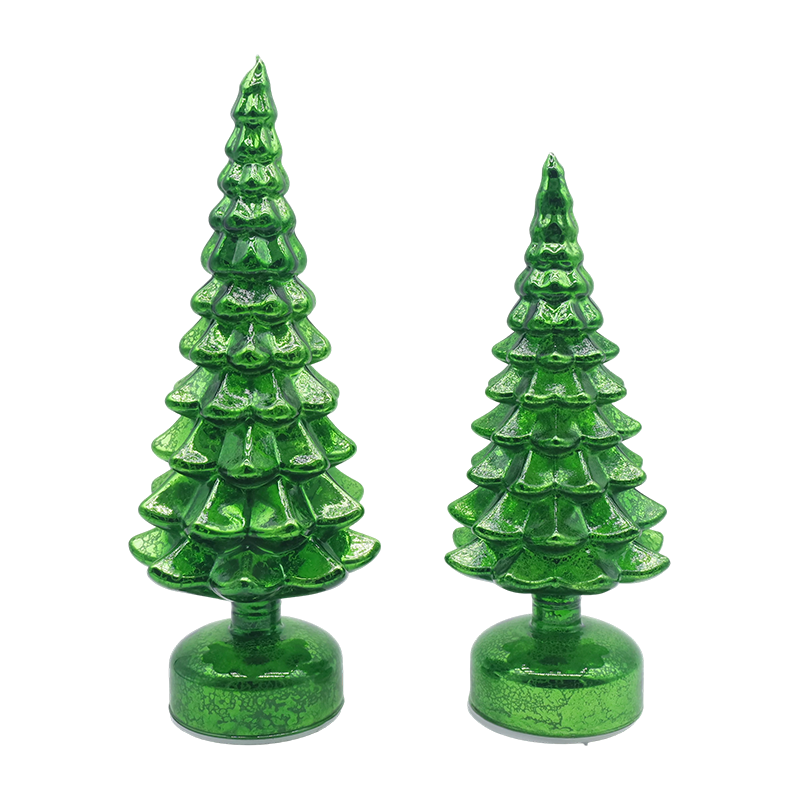 12×23 & 13×28cm Roterende LED-kerstglasboom, 2-delige set - Feestelijk decor