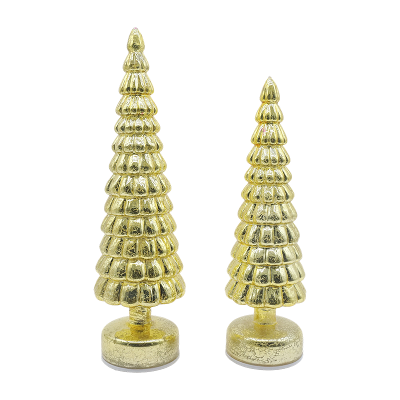 10 x 38 en 10 x 33 cm LED-licht op roterende tafelversieringen van glazen kerstbomen