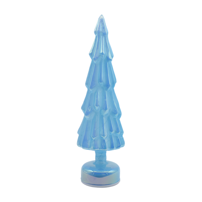 10 x 35 cm roterende kerstboom van helder glas met warme LED-gloed