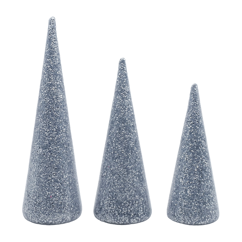 8×20/9×25/10×30cm 3-delige glinsterende glazen kerstboomset met ingebouwde LED-verlichting
