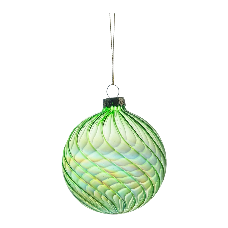 8 cm iriserende Swirl kerstbal van glas