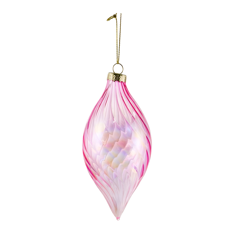 8 cm iriserende Swirl kerstbal van glas