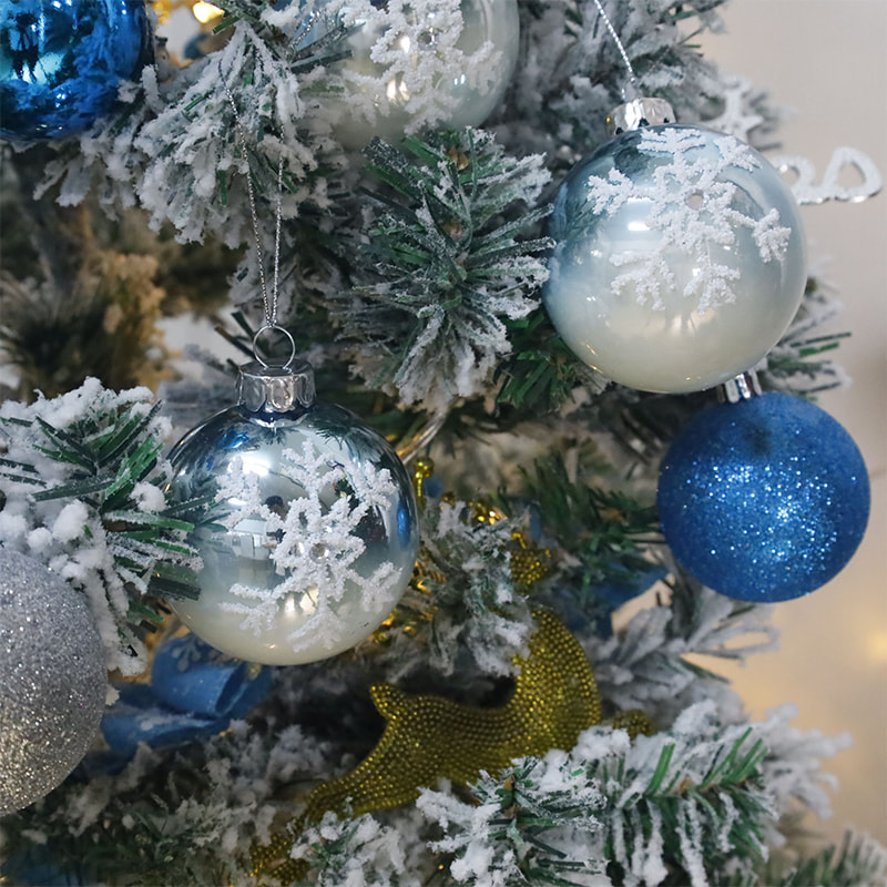 8 x 8 x 8 cm decoratieve glazen kerstbal voor binnen