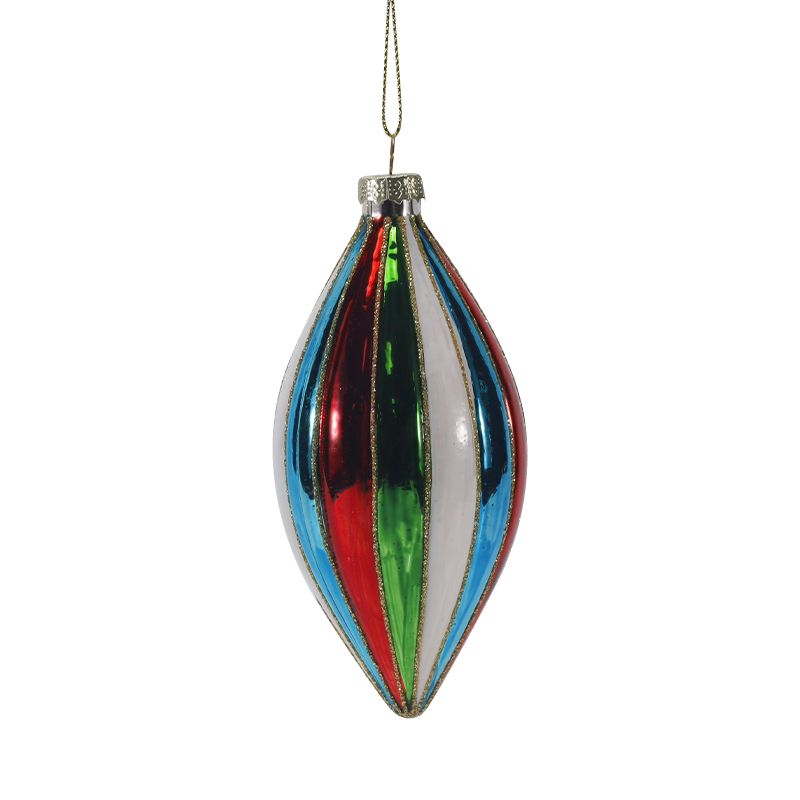 8 cm retro gestreepte kerstglazen balornamentset