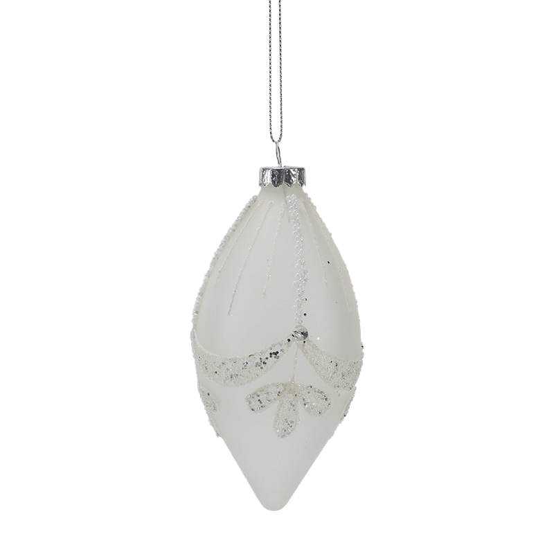 8 cm bruidskralen wit kerstglas ornament (enkel / set van 3)