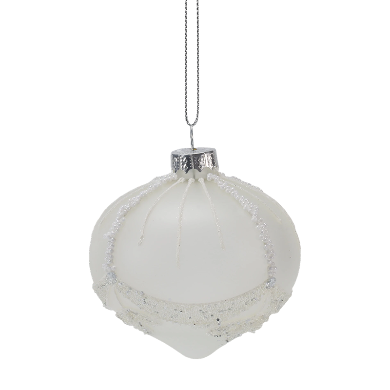 8 cm bruidskralen wit kerstglas ornament (enkel / set van 3)