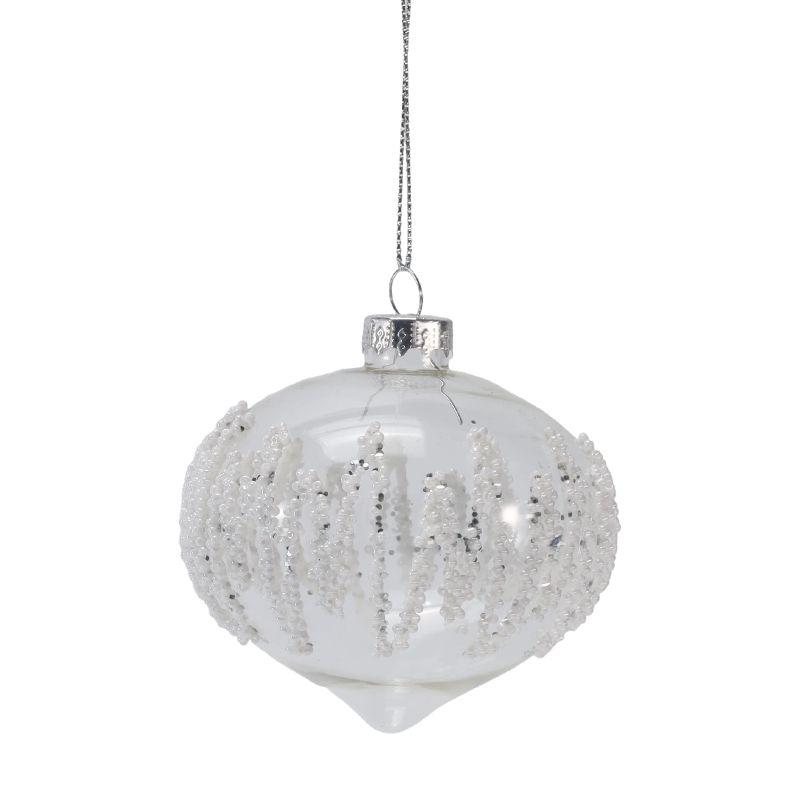 8cm ijspegel kralen helder kerst glazen bal ornament (enkel / set van 3)