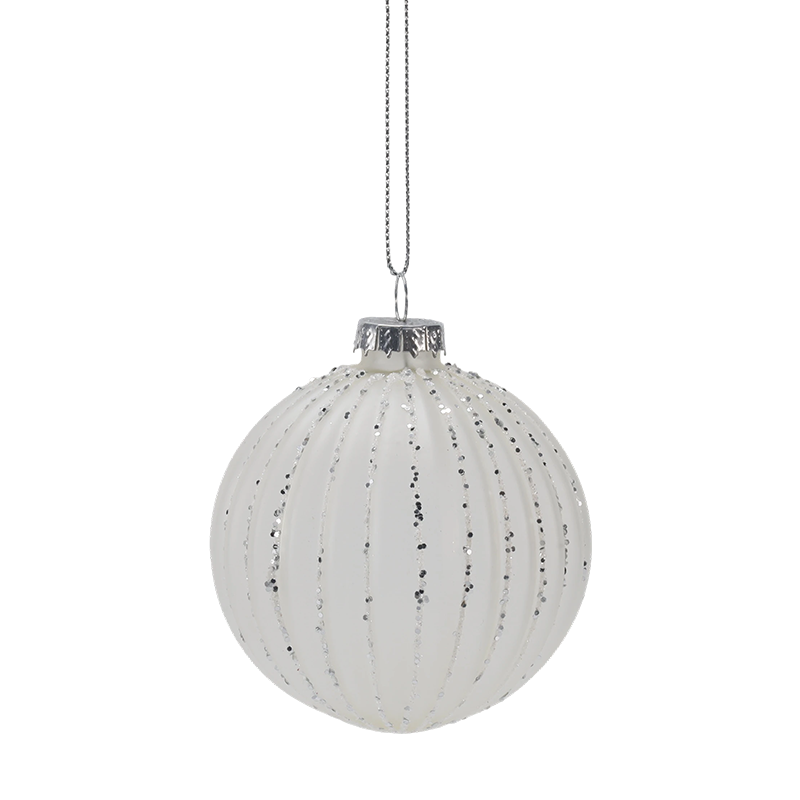 8 cm Morandi Stripe kerstglazen balornament (enkel / set van 3)