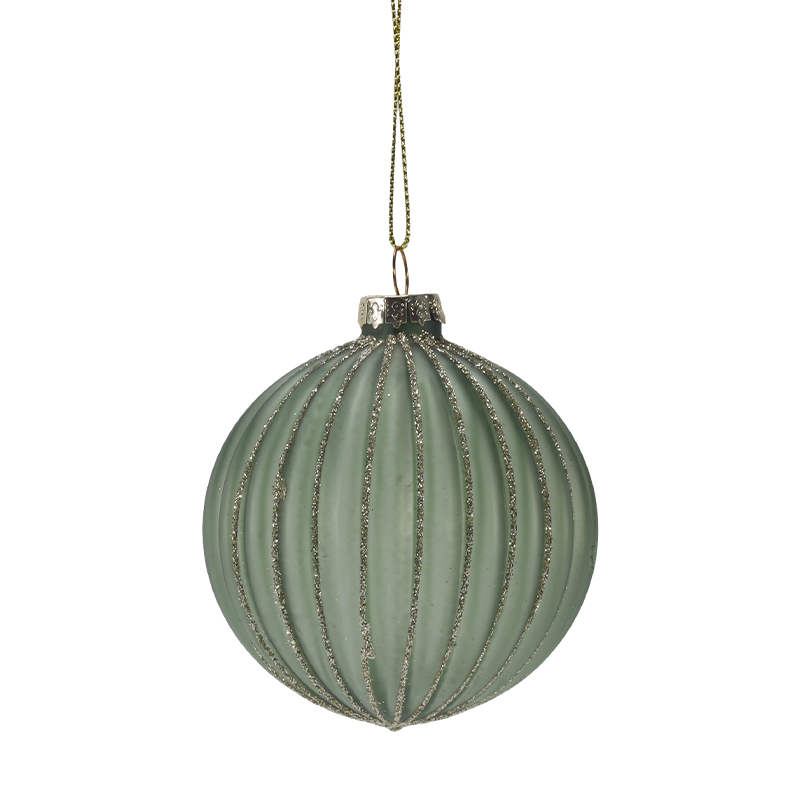 8 cm Morandi Stripe kerstglazen balornament (enkel / set van 3)