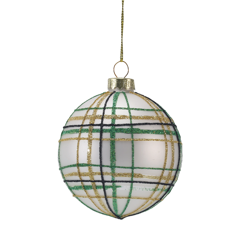 8 cm retro geruite en gestreepte kerstglazen balornament (enkel / set van 3)