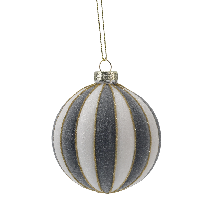 8 cm retro geruite en gestreepte kerstglazen balornament (enkel / set van 3)