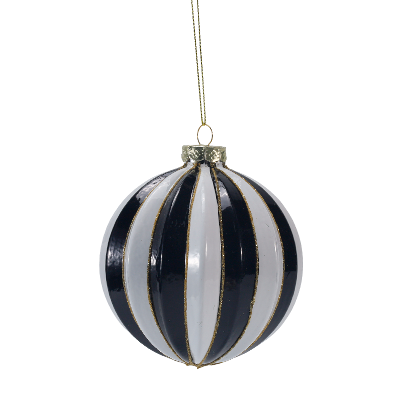 8 cm retro geruite en gestreepte kerstglazen balornament (enkel / set van 3)