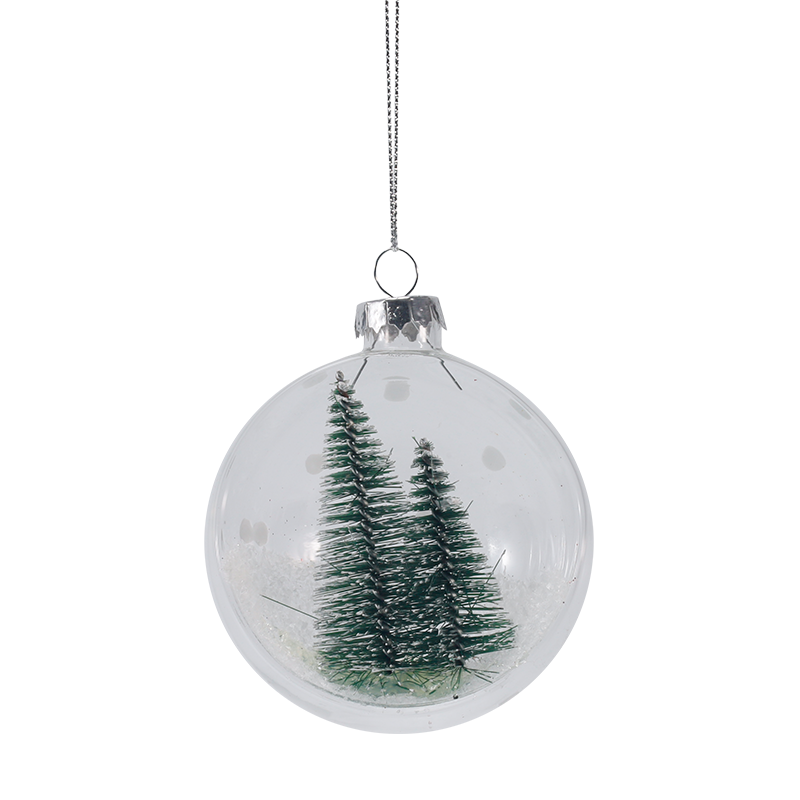 8 cm besneeuwde mini-boom kerst glazen ornament (enkel / set)