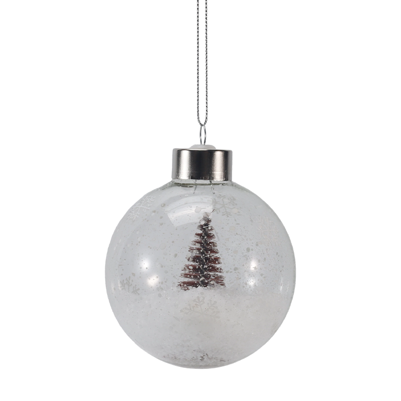 8 cm besneeuwde mini-boom kerst glazen ornament (enkel / set)