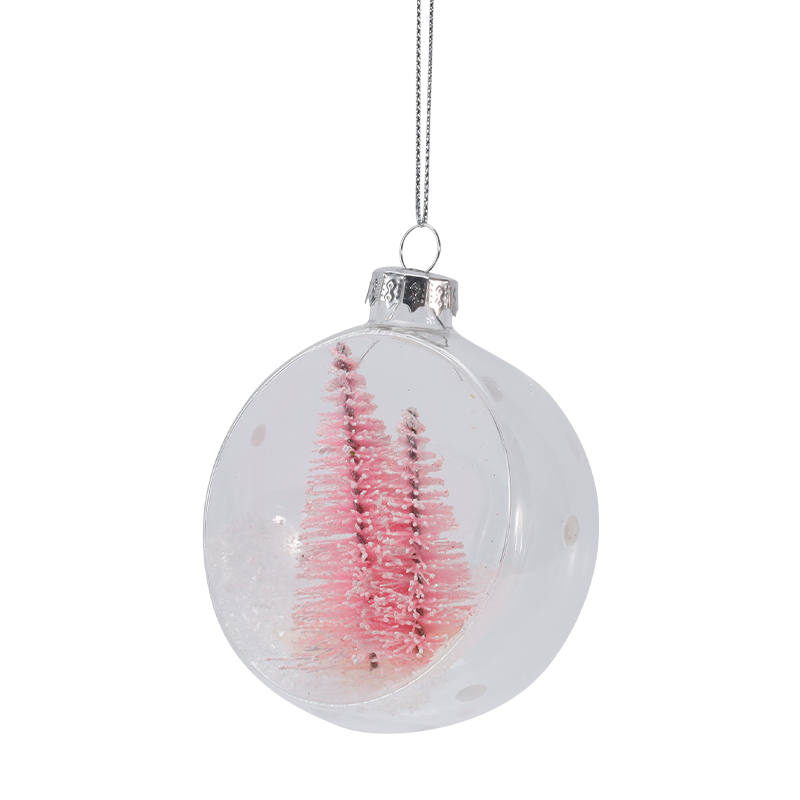 8 cm besneeuwde mini-boom kerst glazen ornament (enkel / set)