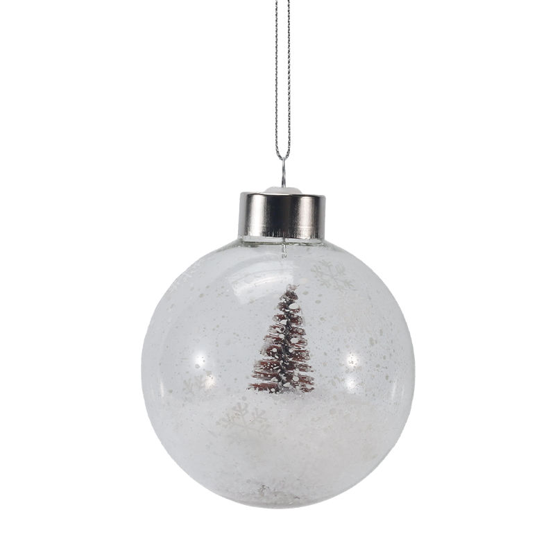 8 cm besneeuwde mini-boom kerst glazen ornament (enkel / set)