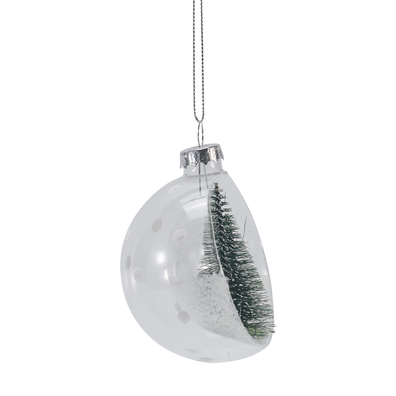 8 cm besneeuwde mini-boom kerst glazen ornament (enkel / set)
