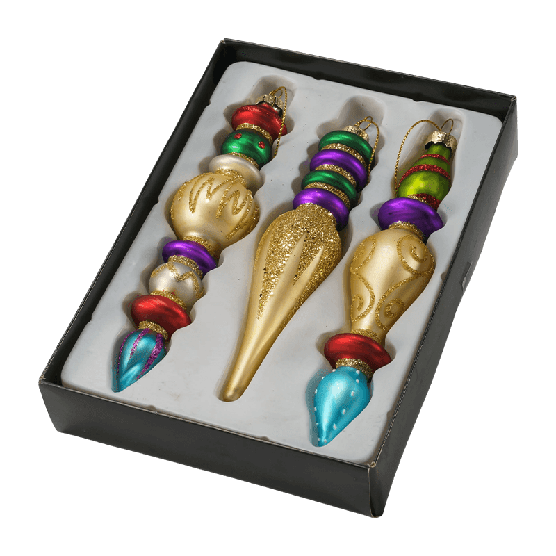 15 cm handgeblazen kruisbloem kerstglazen ornamentset (3/4 stuks)