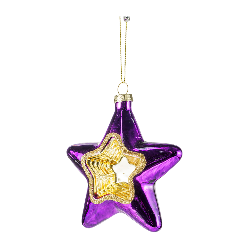 Kerst Glazen Ornament Regenboog Stervorm