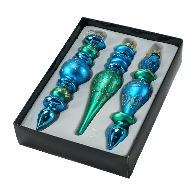 15 cm handgeblazen kruisbloem kerstglazen ornamentset (3/4 stuks)