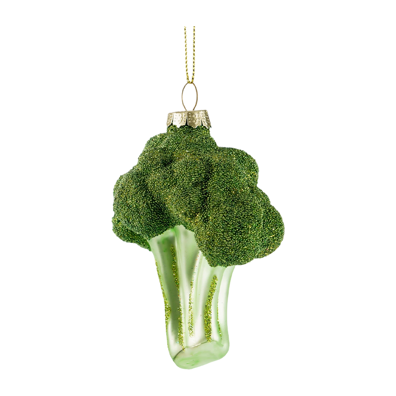 Kerstglasornament Broccoli / Snoepriet / Wereldbol met hertenvorm