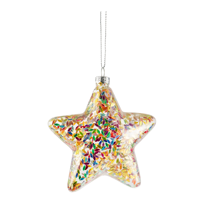 Kerst Glazen Ornament Regenboog Stervorm