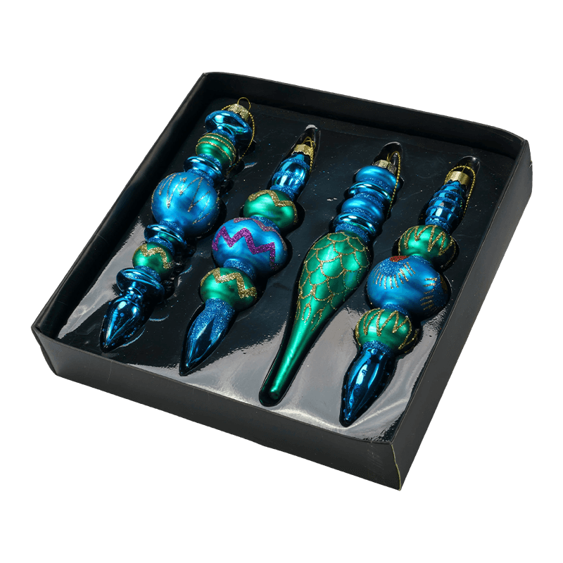 15 cm handgeblazen kruisbloem kerstglazen ornamentset (3/4 stuks)