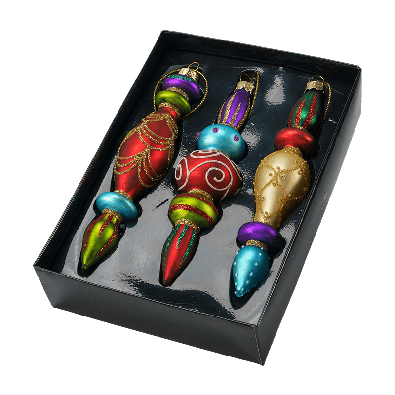 15 cm handgeblazen kruisbloem kerstglazen ornamentset (3/4 stuks)