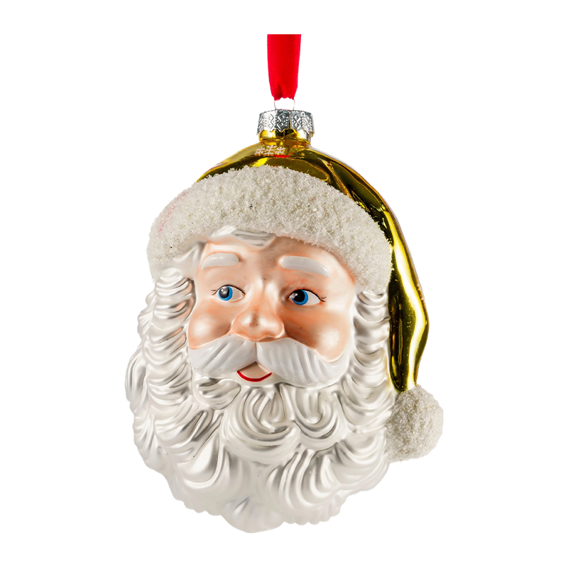 Met de hand geschilderde kerstkarakterornamenten van geblazen glas