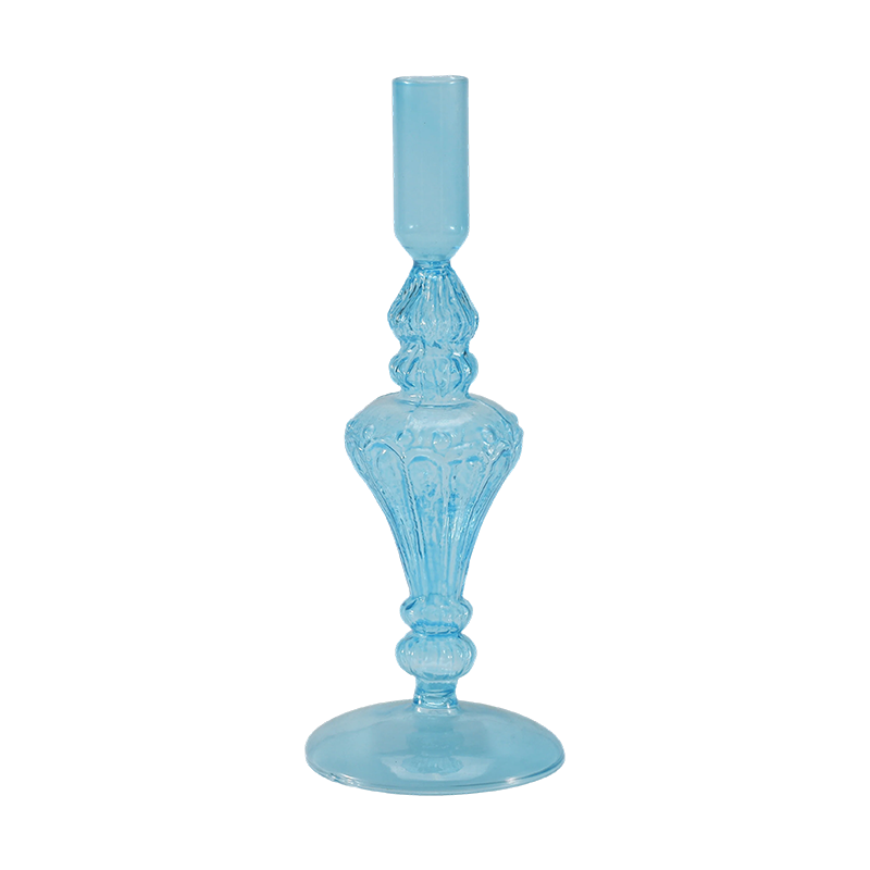 Collectie kleurrijke glazen kaarsenhouders van 18 cm