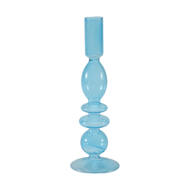 Collectie kleurrijke glazen kaarsenhouders van 18 cm