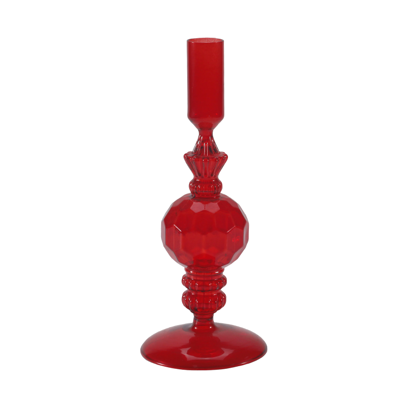 Collectie kleurrijke glazen kaarsenhouders van 18 cm