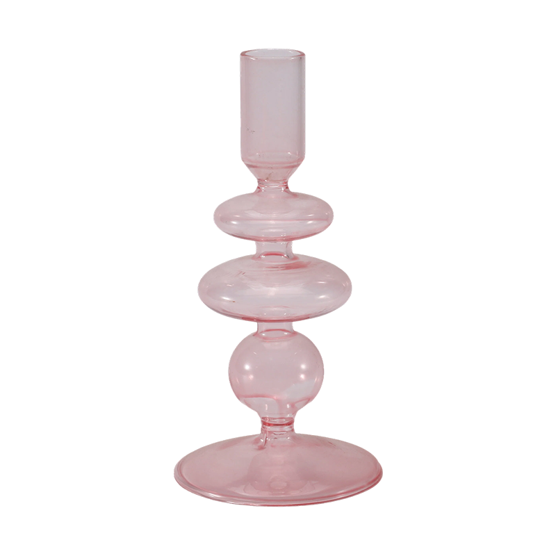 Collectie kleurrijke glazen kaarsenhouders van 18 cm