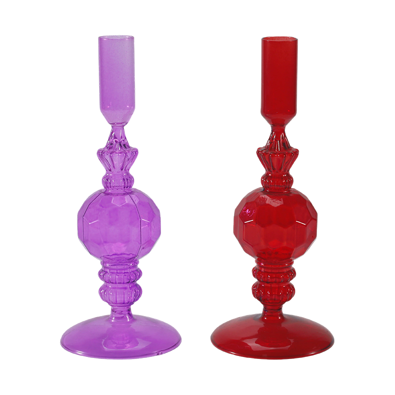 Collectie kleurrijke glazen kaarsenhouders van 18 cm