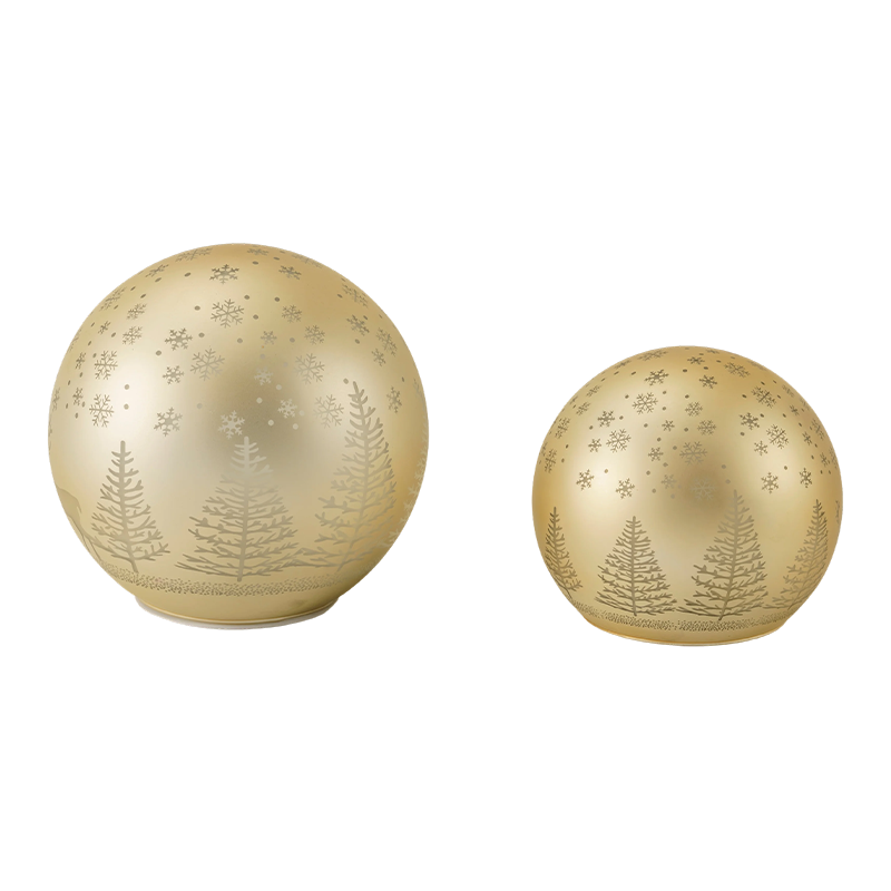 Gouden bosscène LED-bal / rood-witte streepornament LED-bal (met LED)