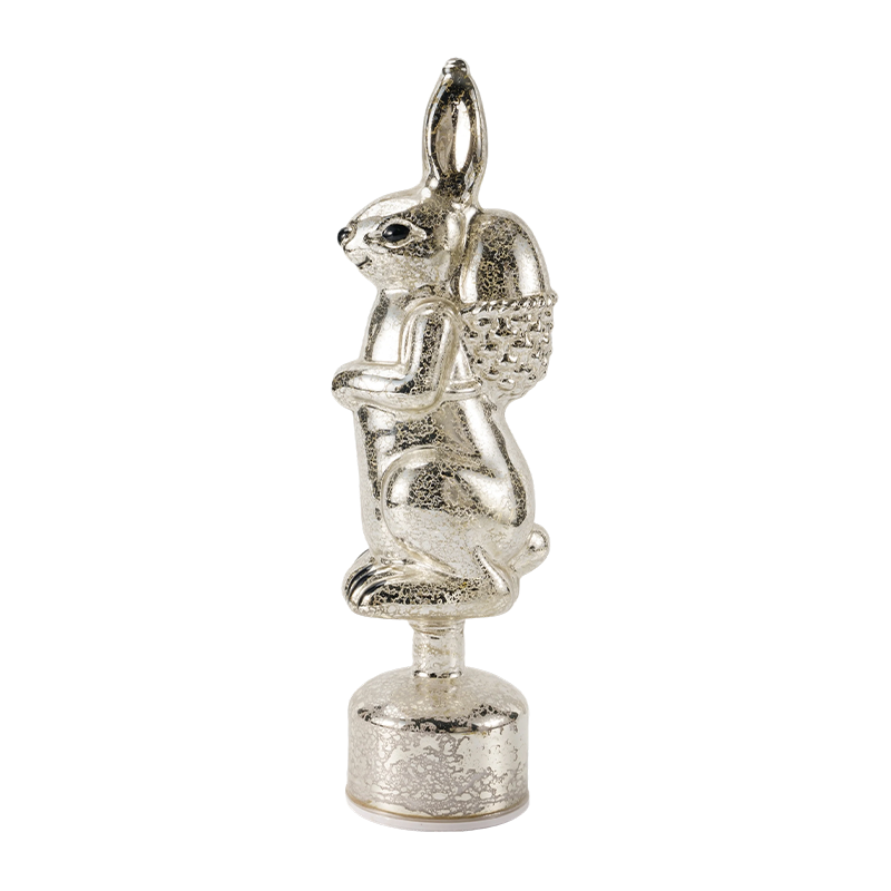 Vintage Mercury Glass Rabbit-beeldje (zilver / antiek witte afwerking)