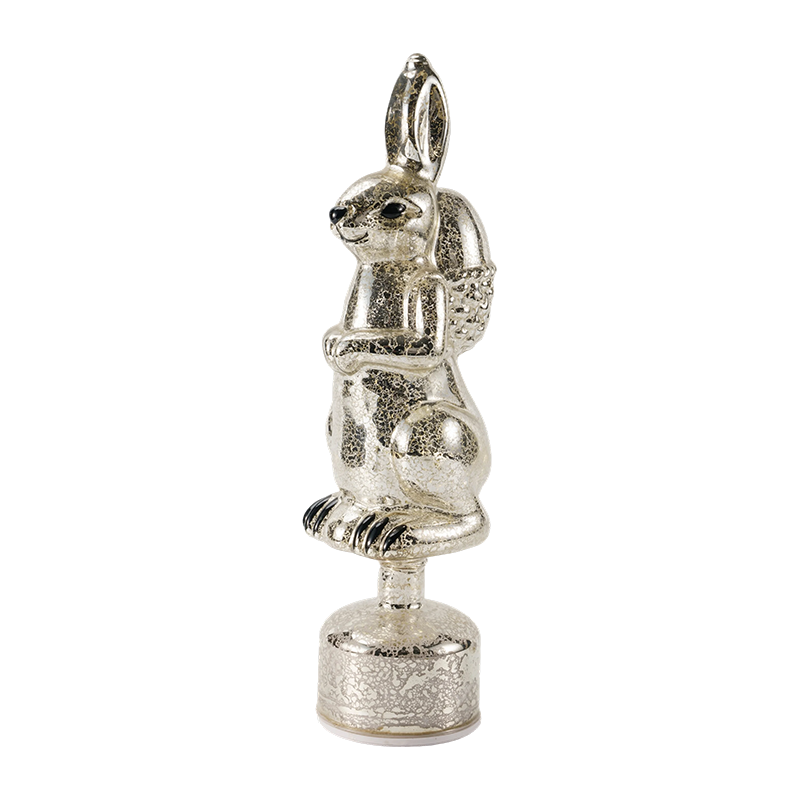 Vintage Mercury Glass Rabbit-beeldje (zilver / antiek witte afwerking)