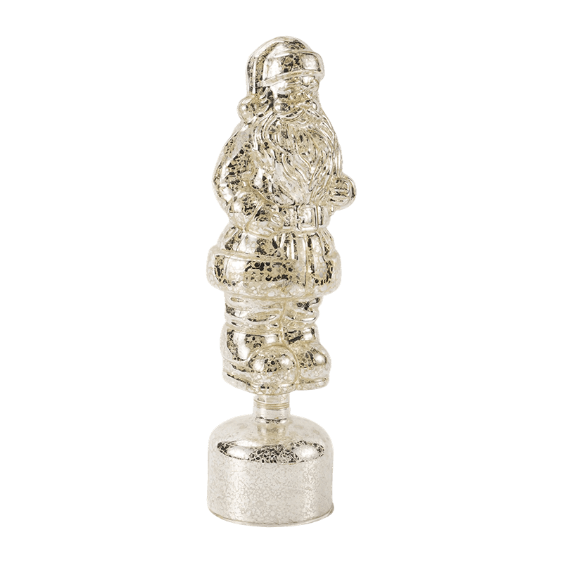 Vintage Mercury Glass Santa Claus-beeldje (rood / zilver / lichtgroene afwerking)