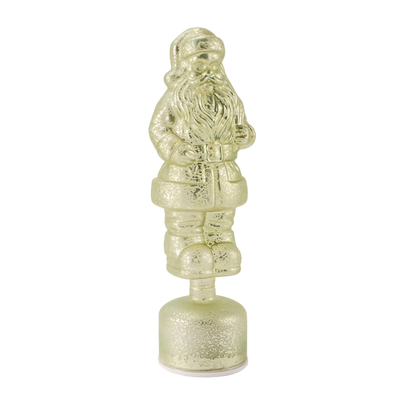 Vintage Mercury Glass Santa Claus-beeldje (rood / zilver / lichtgroene afwerking)