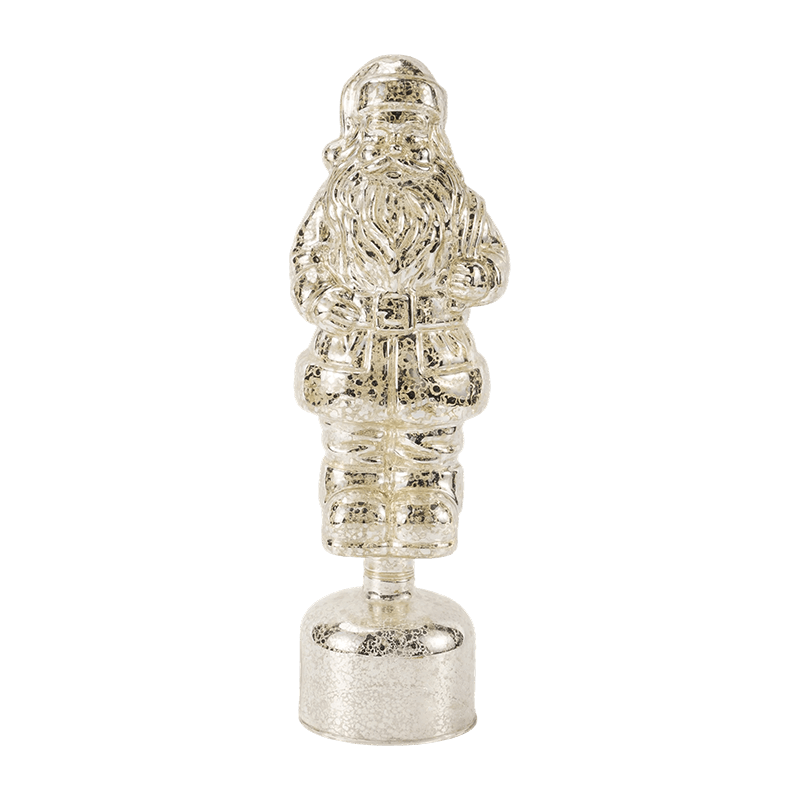 Vintage Mercury Glass Santa Claus-beeldje (rood / zilver / lichtgroene afwerking)