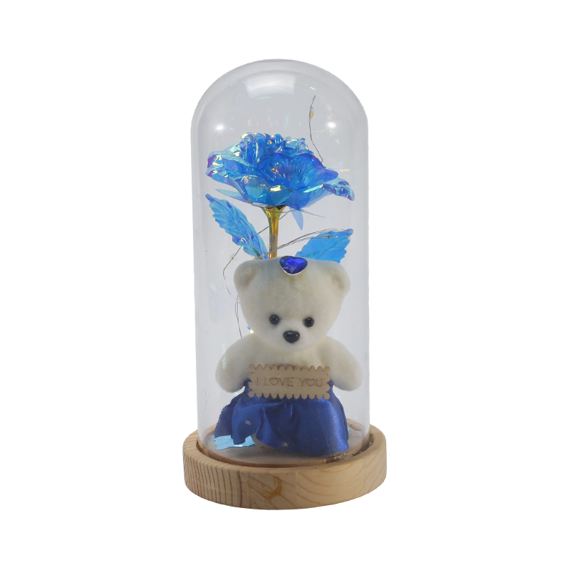 Galaxy Rose Glass Cloche Light (met/zonder teddybeer, meerdere kleuren)